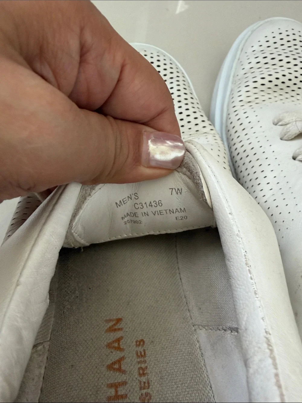 Cole Haan White Perforated Leather Sneakers